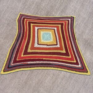 Multicolor Afghan Crochet Knit Granny Concentric Square Retro Roseanne‎ 72x72